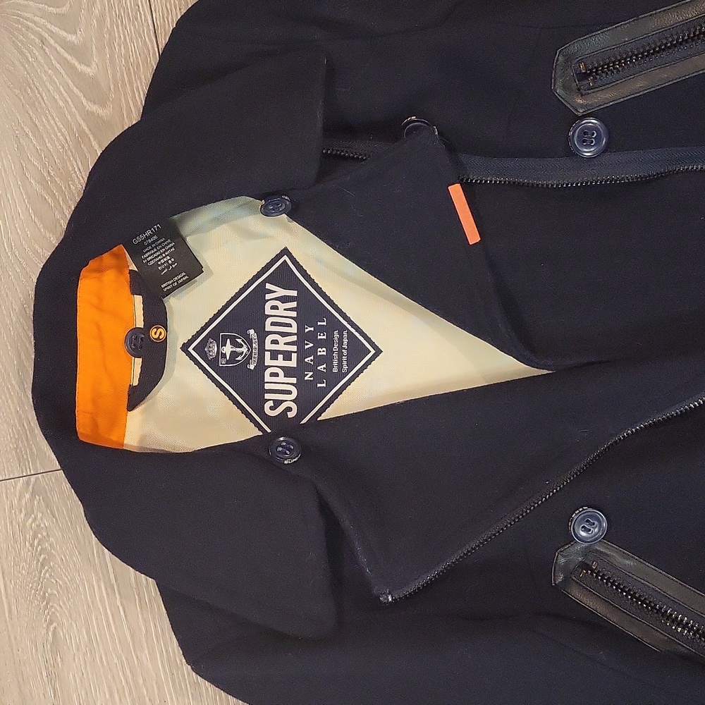 Superdry Navy Label Button-up Short Peacoat (S)